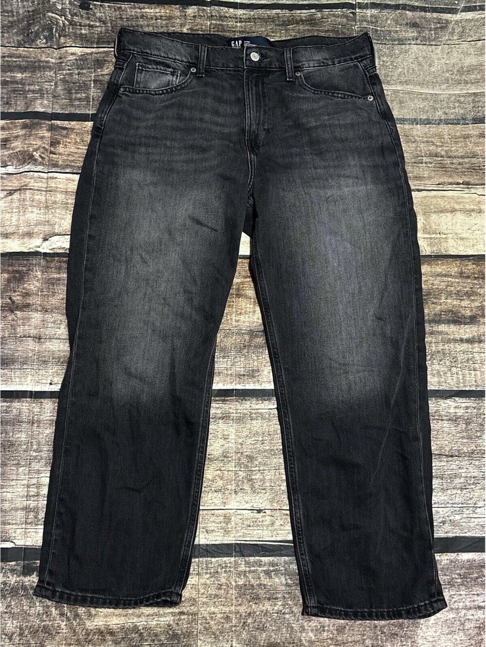 Gap Jeans Womens 8/29R 32x26 Supersoft Relaxed Straight Crop Cotton Black